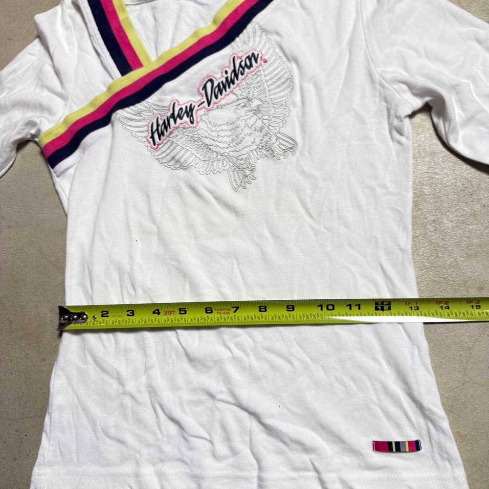 Harley-Davidson Womens White Crossover V-Neck Long Sleeve - Picture 4 of 7